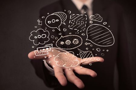 Though bubbles in the hands of a businessman