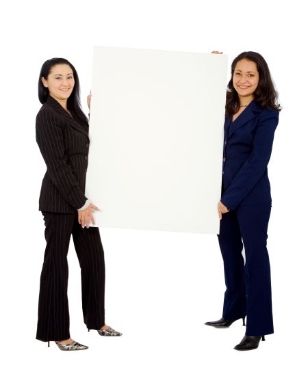 business women doing a presentation isolated over a white background