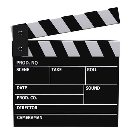 3D film klappe or clapperboard - isolated over a white background
