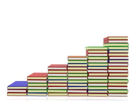 3D Pile of books  - isolated over a white background