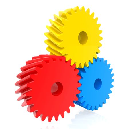 Colorful cogwheels - isolated over a white background