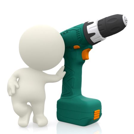 3D guy with a screwdriver - isolated over a white background