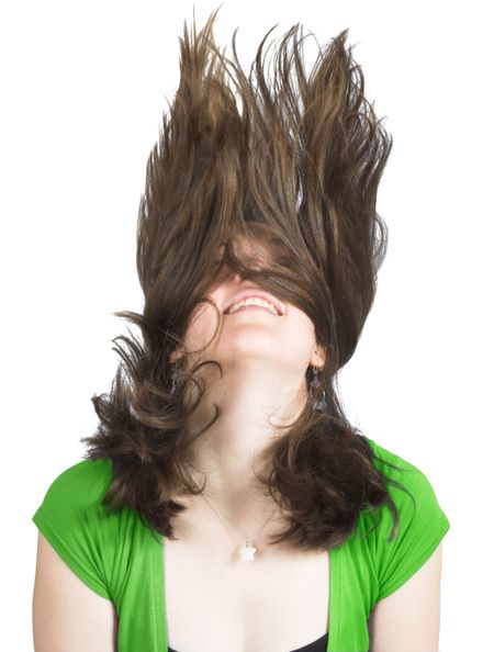 beautiful girl with crazy girl over white