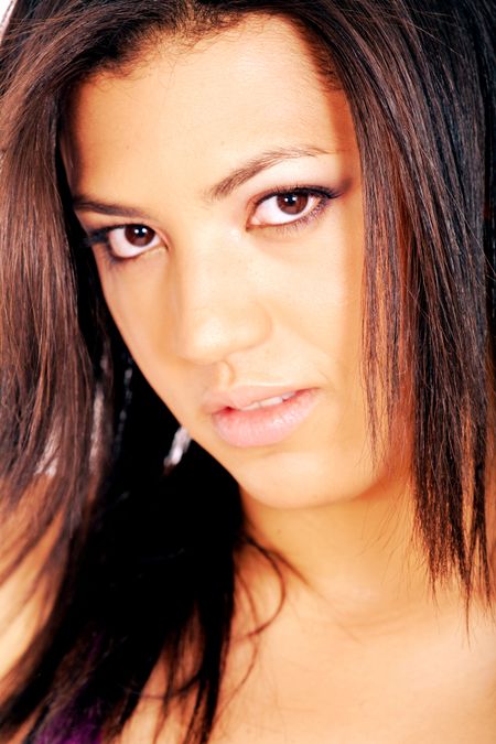 african american fashion girl portrait with a serious look