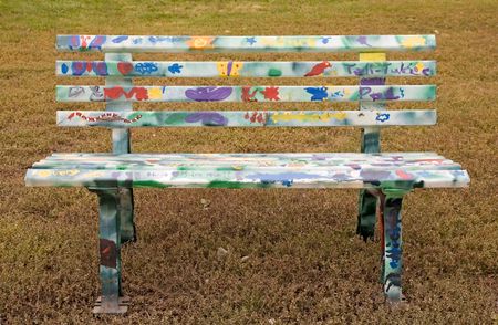 Painted park bench