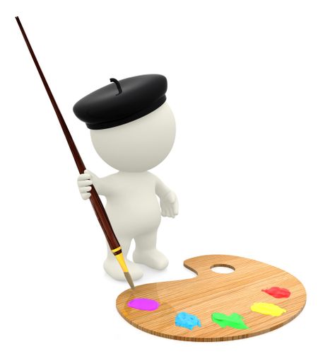 3D painter guy - isolated over a white background