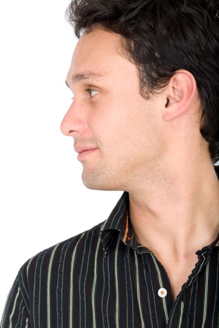 fashion male profile portrait isolated over a white background