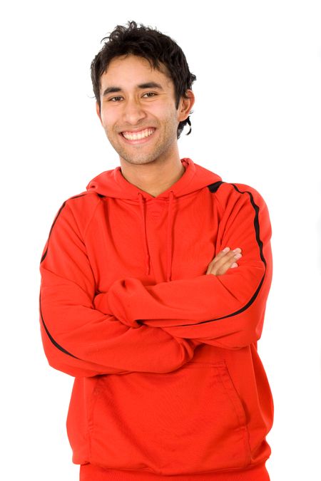 casual man portrait smiling - isolated over a white background