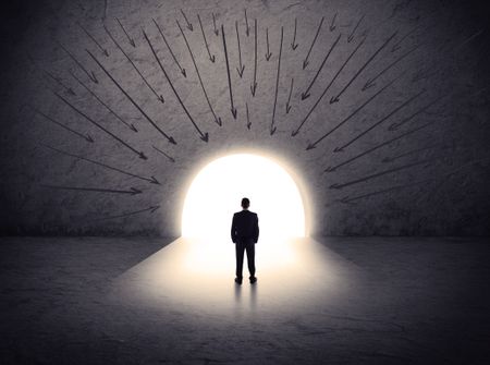 businessman-standing-front-huge-gate-drawn-613367609 businessman standing in front of the huge gate with drawn arrows pointing to the entrance