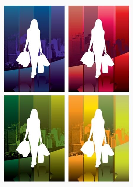 Fashion women with shopping bags at the city