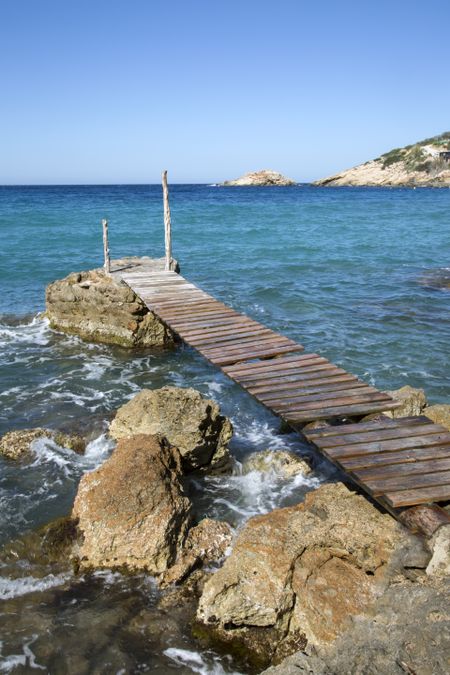 Pier at Hort Cove and Beach; Ibiza, Spain