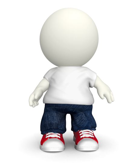 3D casual guy wearing baggy clothes - isolated over a white background
