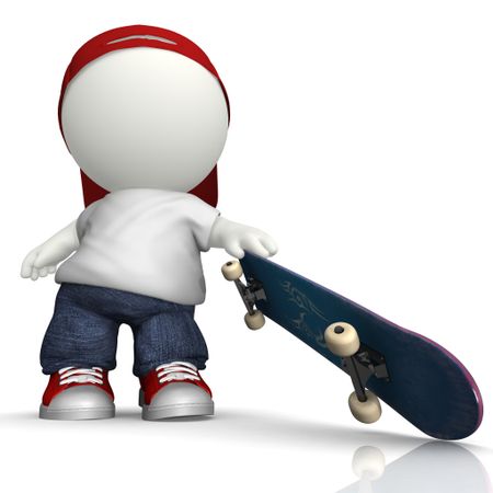 3D Skater boy in baggy clothes - isolated over a white background