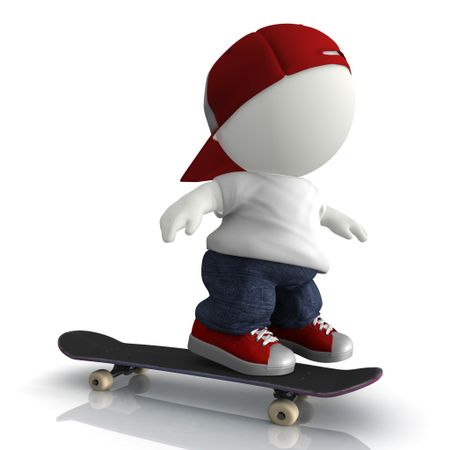 3D Skater boy in baggy clothes - isolated over a white background