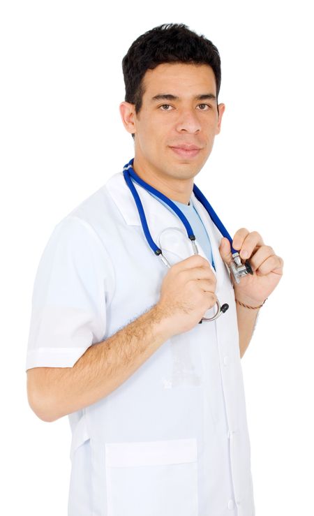 male doctor isolated over a white background