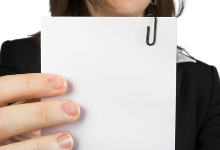 business woman holding a piece of paper