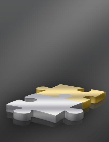 business gold and silver puzzle pieces