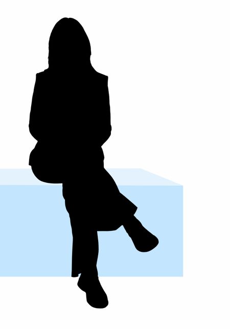 business woman illustration sitting down