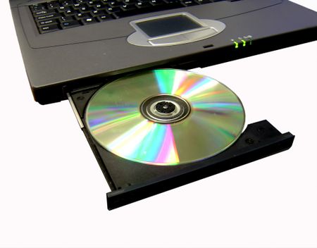 Cd Rom being ejected from a laptop