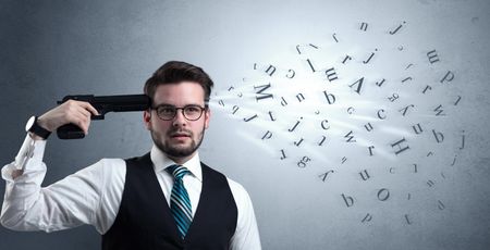 man-shoots-head-gun-letters-coming-635194205 Man shoots his head with gun and letters are coming out from his head