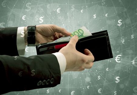businessmans-hand-takes-euro-wallet-global-636065828 Businessman's hand takes out euro from a wallet with global exchange graphic