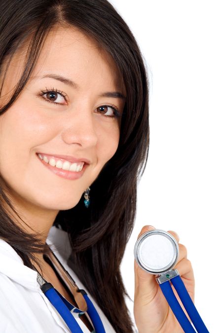 friendly female doctor isolated over a white background