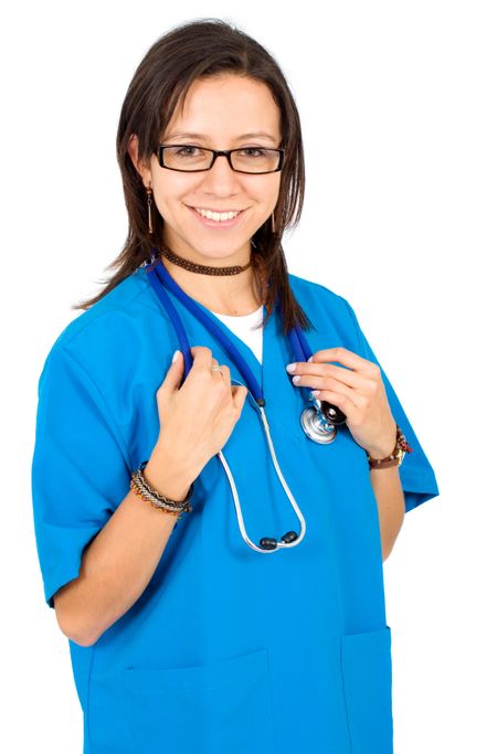 friendly female doctor isolated over a white background