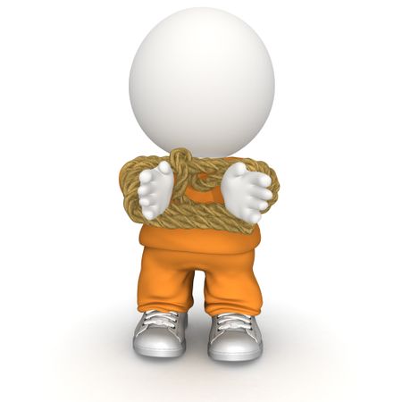 3D convicted man wearing an orange uniform isolated