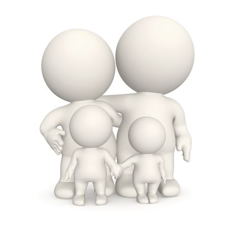 3D family - isolated over a white background
