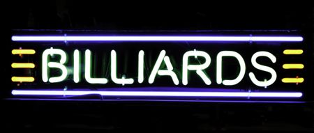 Neon sign in store window