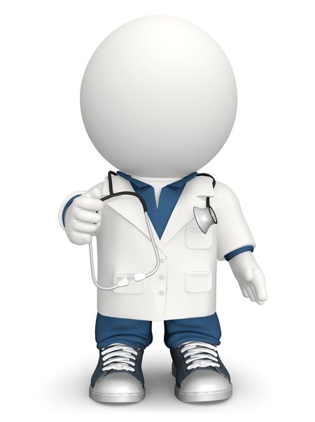 3D doctor with a stethoscope - isolated over a white background