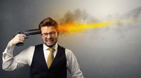 man-shoots-head-gun-lights-coming-653378668 Man shoots his head with gun and lights are coming out from his head