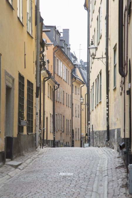 Empty Street in Gamla Stan - Old Town; Stockholm; Sweden