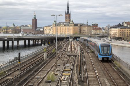 Local Train on  Central Bridge; Stockholm; Sweden