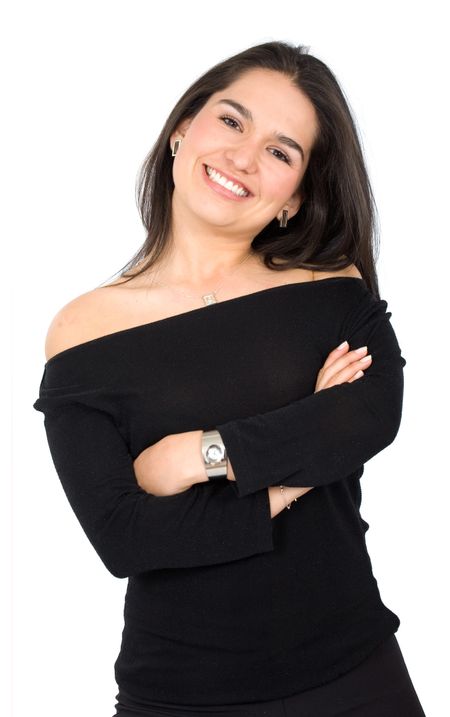 business woman portrait - isolated over a white background