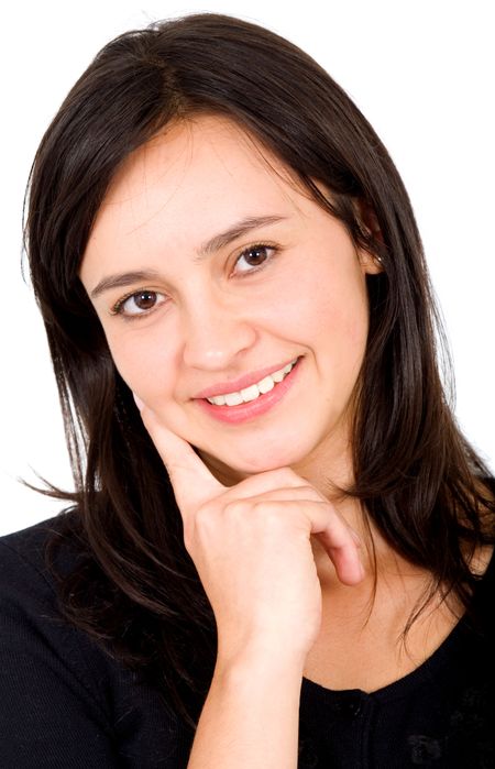business woman portrait - isolated over a white background