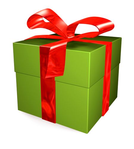 christmas gift in red and green isolated over a white background