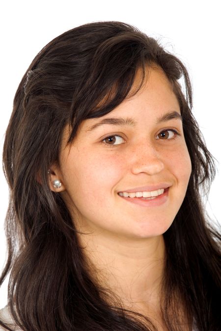 Casual woman portrait over a white background