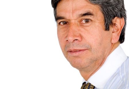 confident senior business man portrait - isolated over a white background