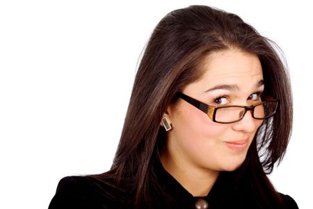 business woman portrait - isolated over a white background