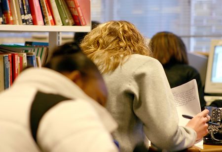 Students Studying at a library