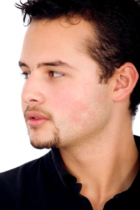 casual man portrait profile - isolated over a white background