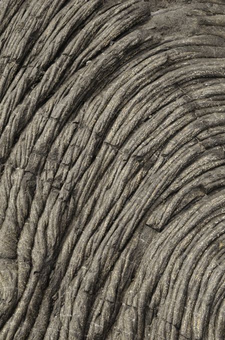 Ropy texture of cooled pahoehoe lava in Hawaii Volcanoes National Park