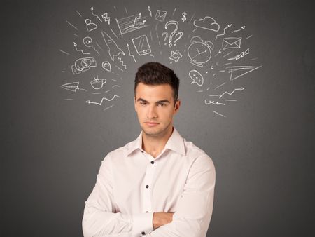 young-casual-businessman-white-social-icons-686543782 Young casual businessman with white social icons around his head