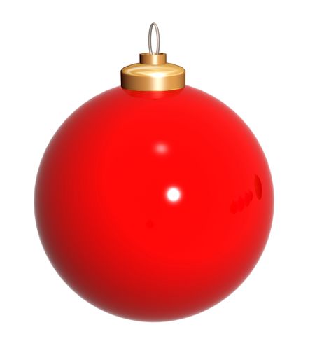 christmas ball in red over white