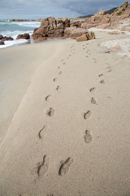 Footprint on Forcados Point Beach; Costa de la Muerte; Galicia; Spain