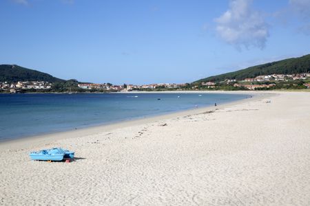 Boat at Langosteira Beach, Finisterre; Costa de la Muerte; Galicia; Spain