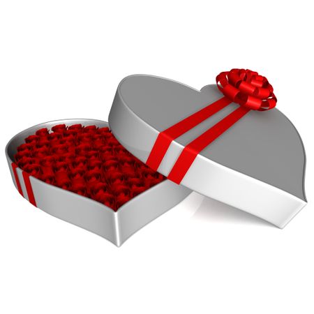 3D Heart shaped box of roses for Valentine's day