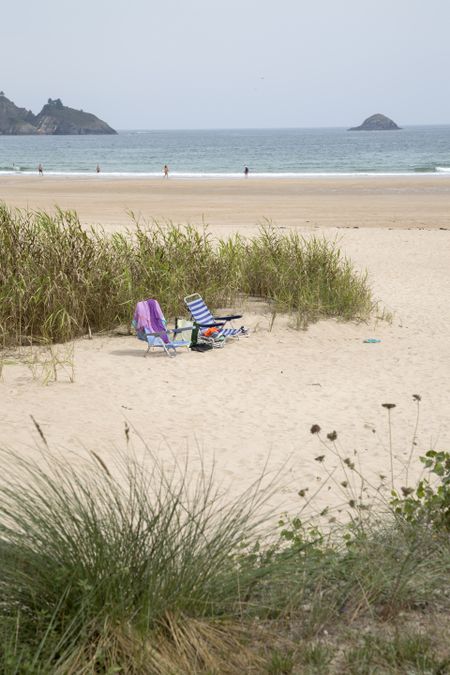 Deckchairs at Abrela Beach, Galicia, Spain