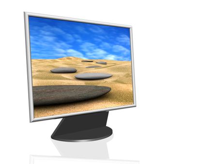 computer screen with a wallpaper